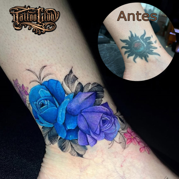 Cobertura de tatuagem delicada no iTattooclub
